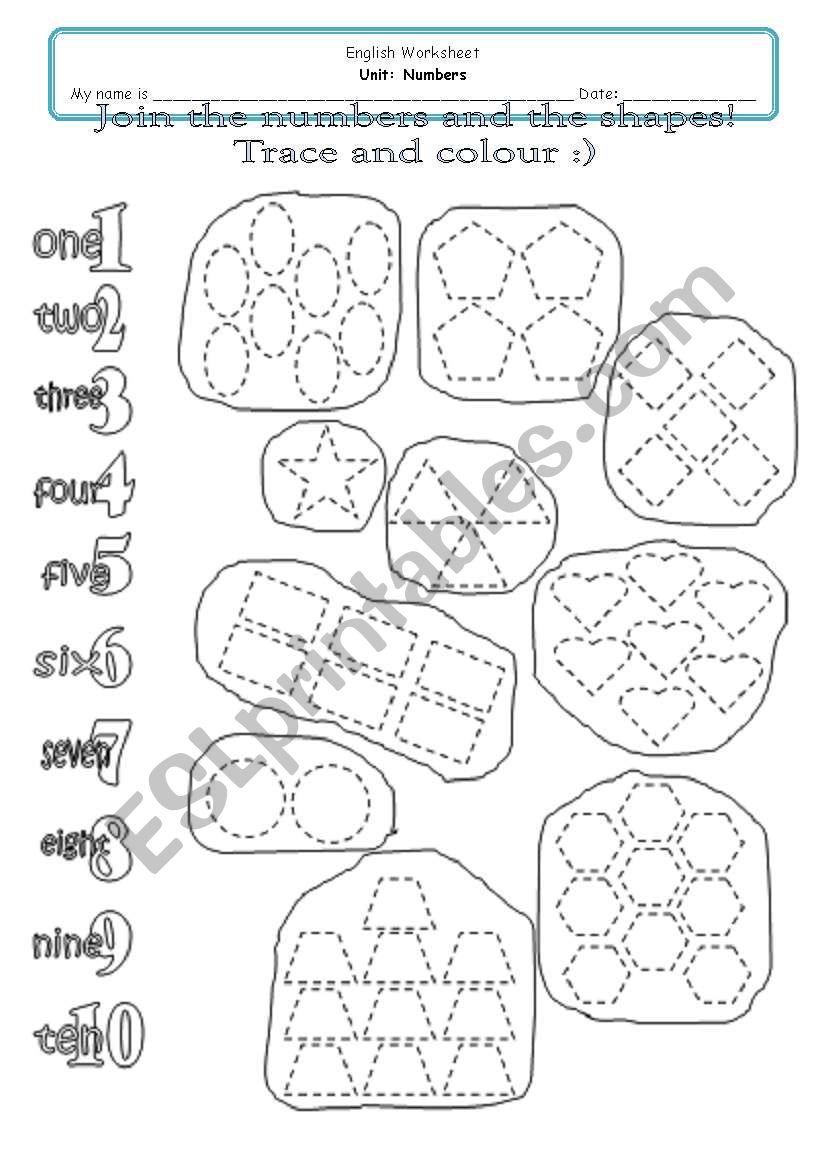 Numbers & shapes worksheet