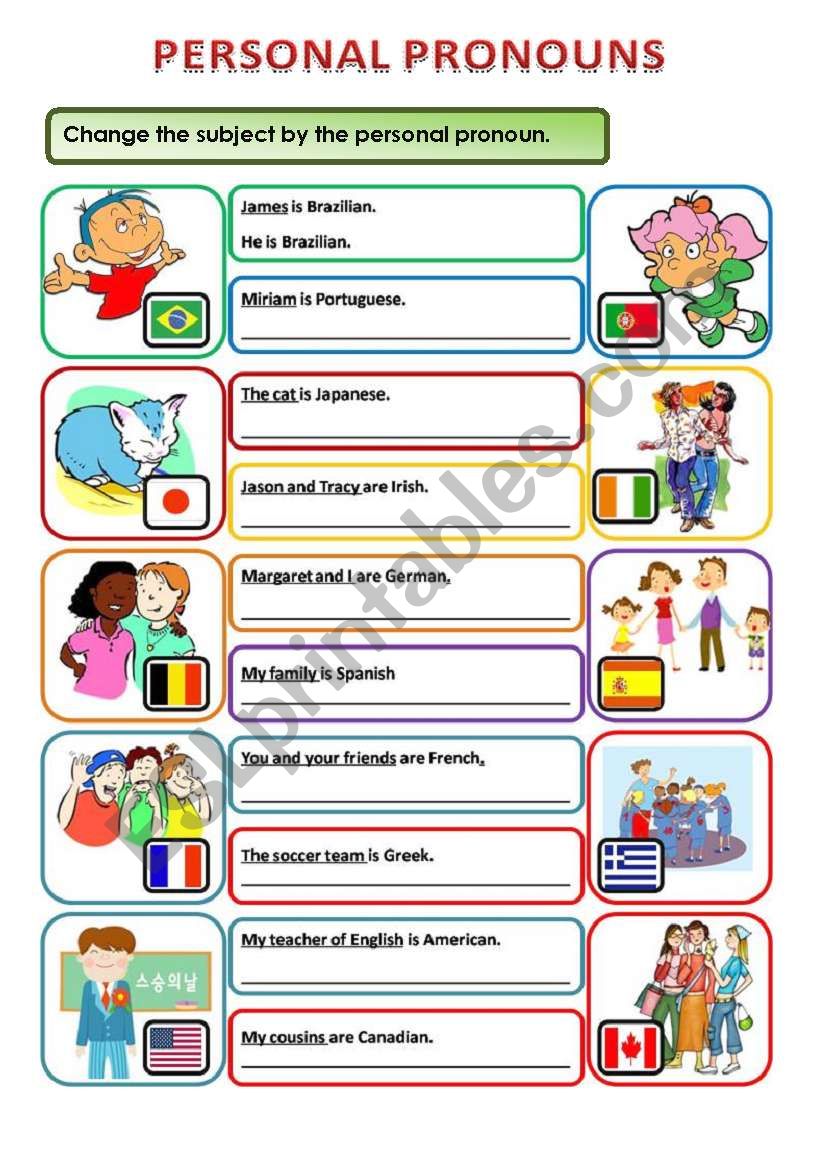 PERSONAL PRONOUNS worksheet