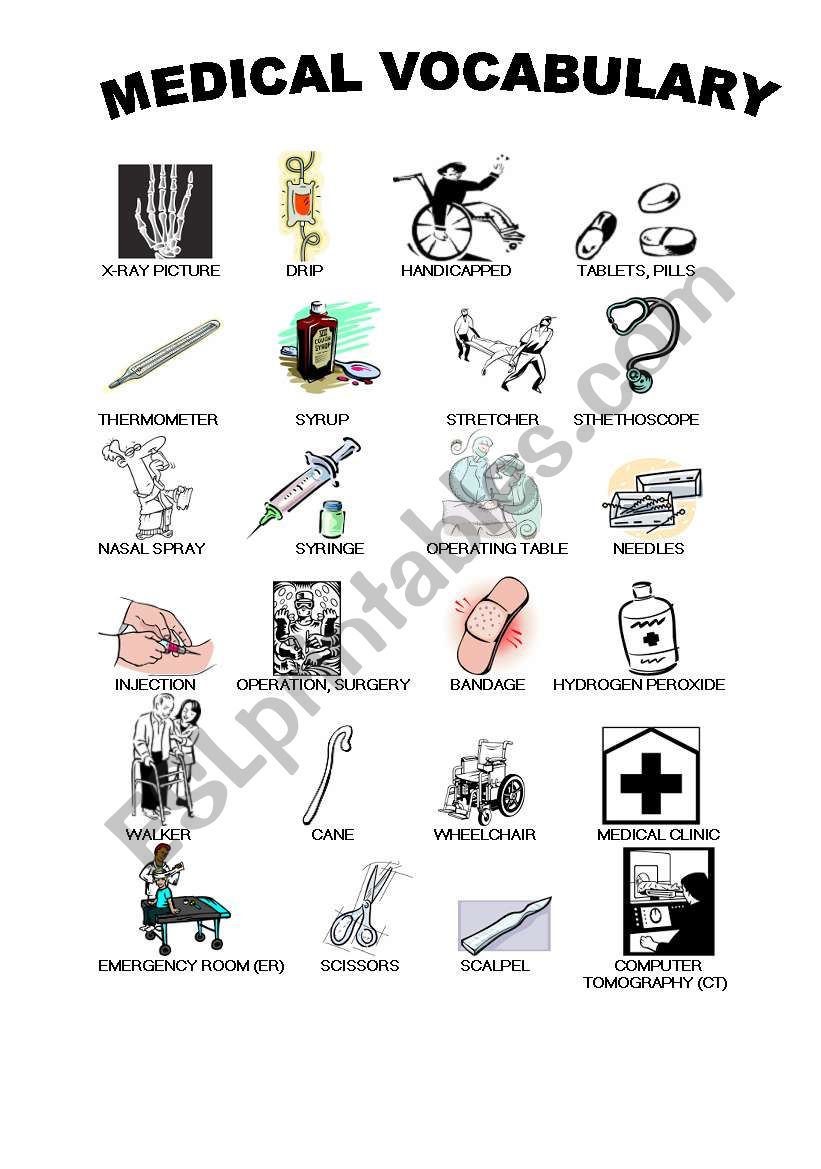 Medical Vocabulary Esl Worksheet By Kasiak