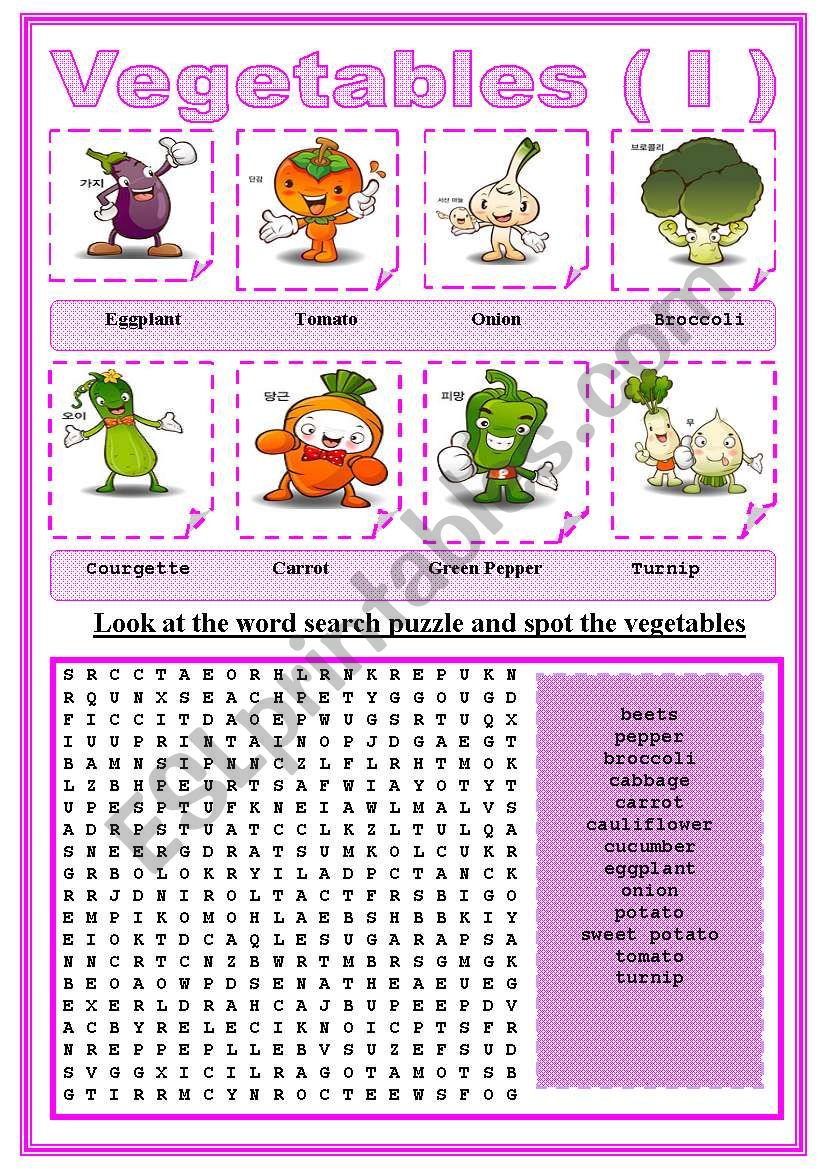 VEGETABLES worksheet