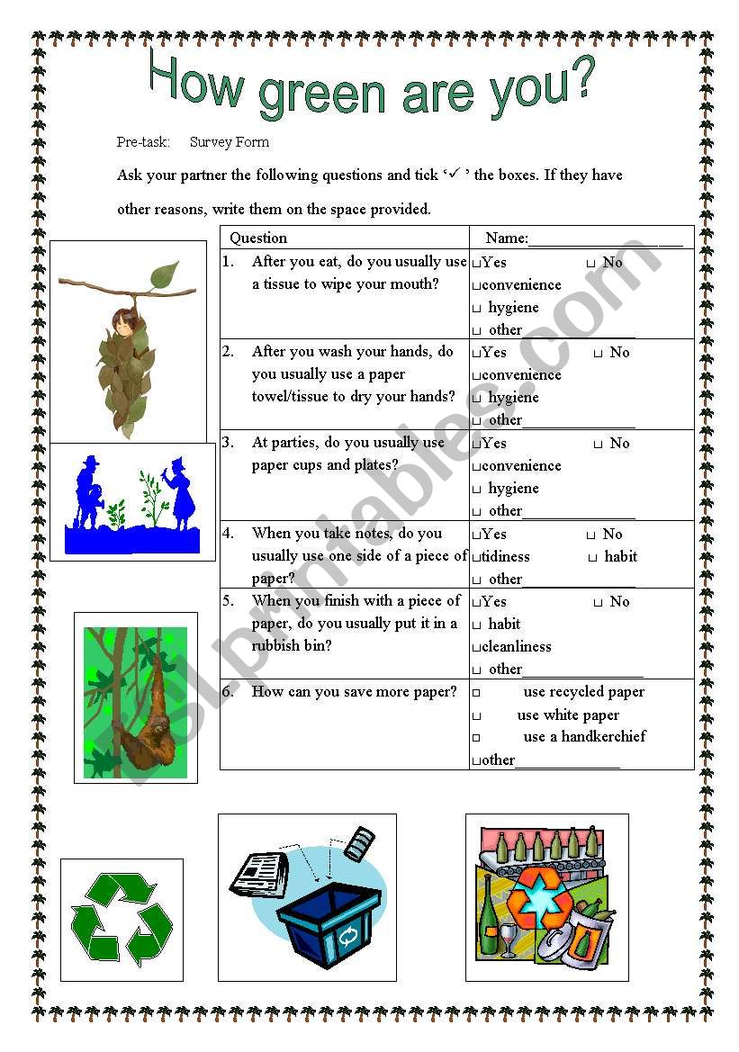 How green are you worksheet