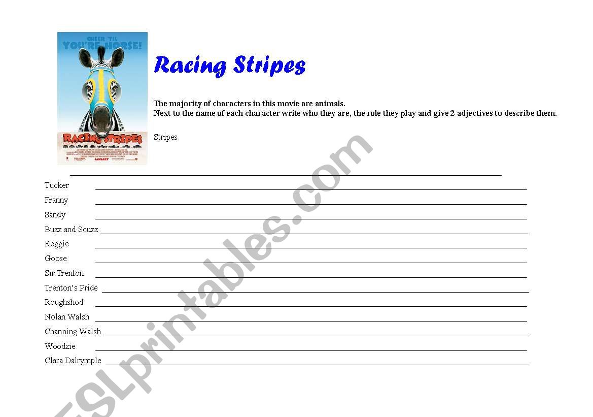 Racing Stripes - Character Descriptions