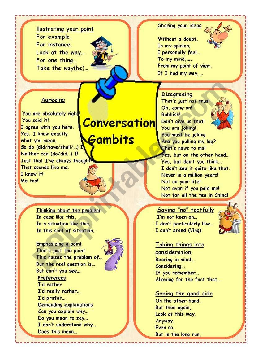 Conversation Gambits 2 Esl Worksheet By Naddya