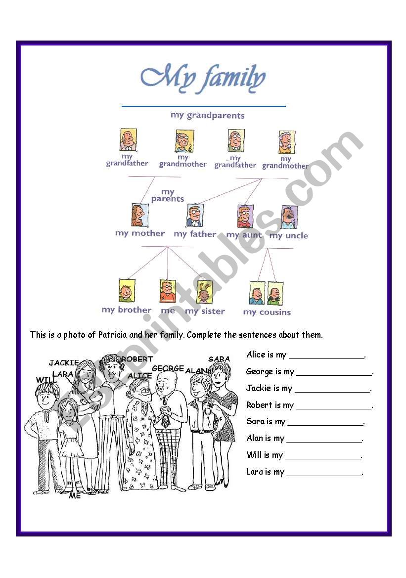 My family worksheet