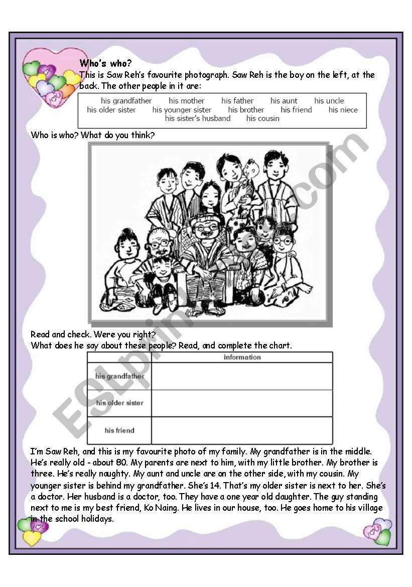 My family worksheet