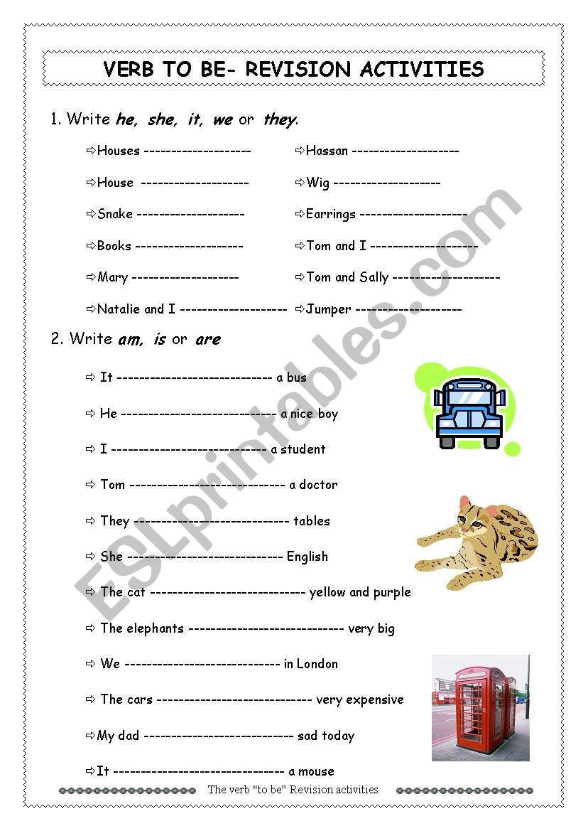 presen simple to be-revision activities