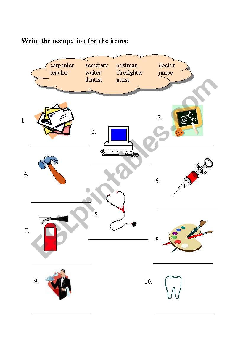 occupation worksheet