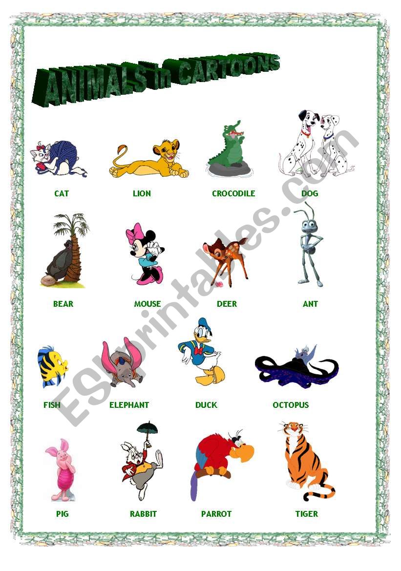 ANIMAL in CARTOONS worksheet