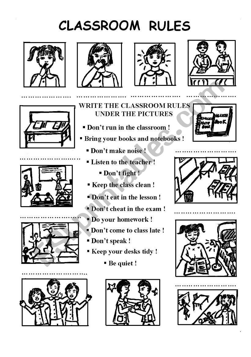 classroom rules worksheet