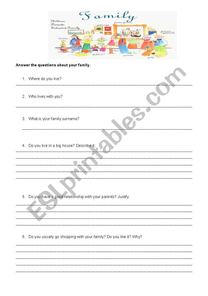 Family questionary worksheet