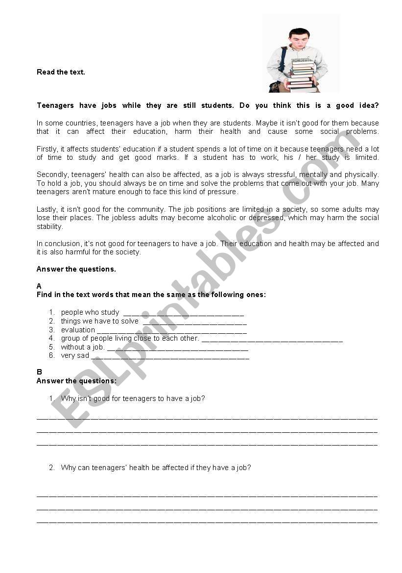 Jobs worksheet