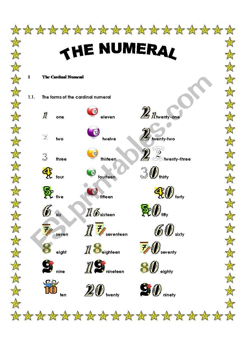 numerals worksheet