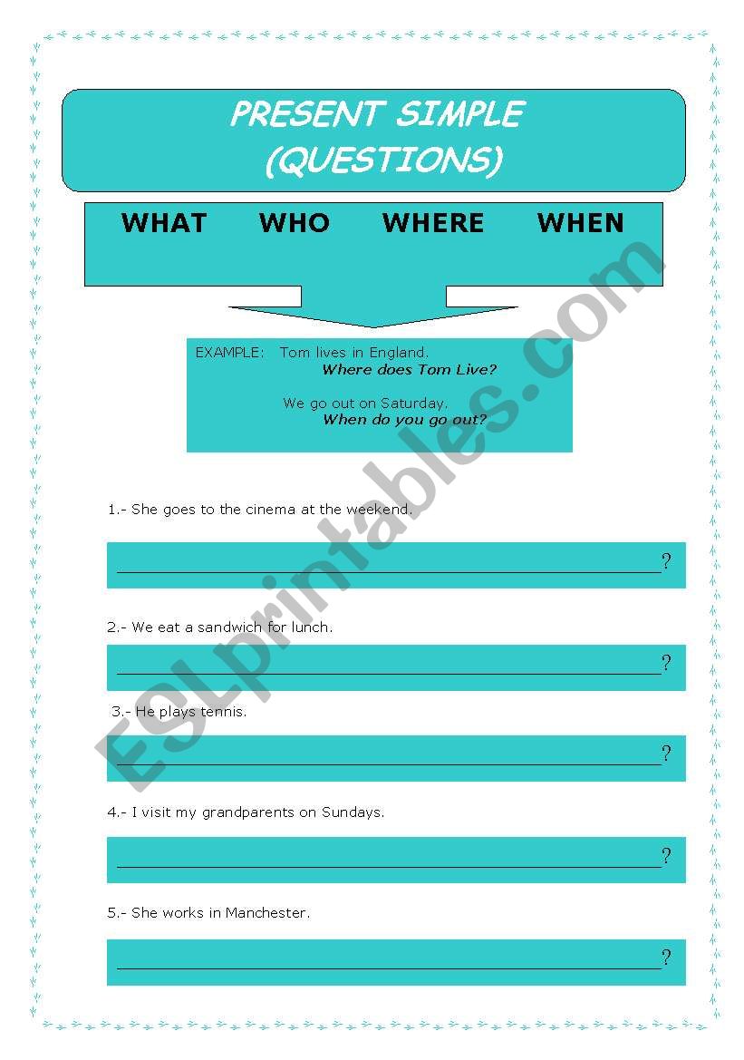 Present Simple (questions) worksheet