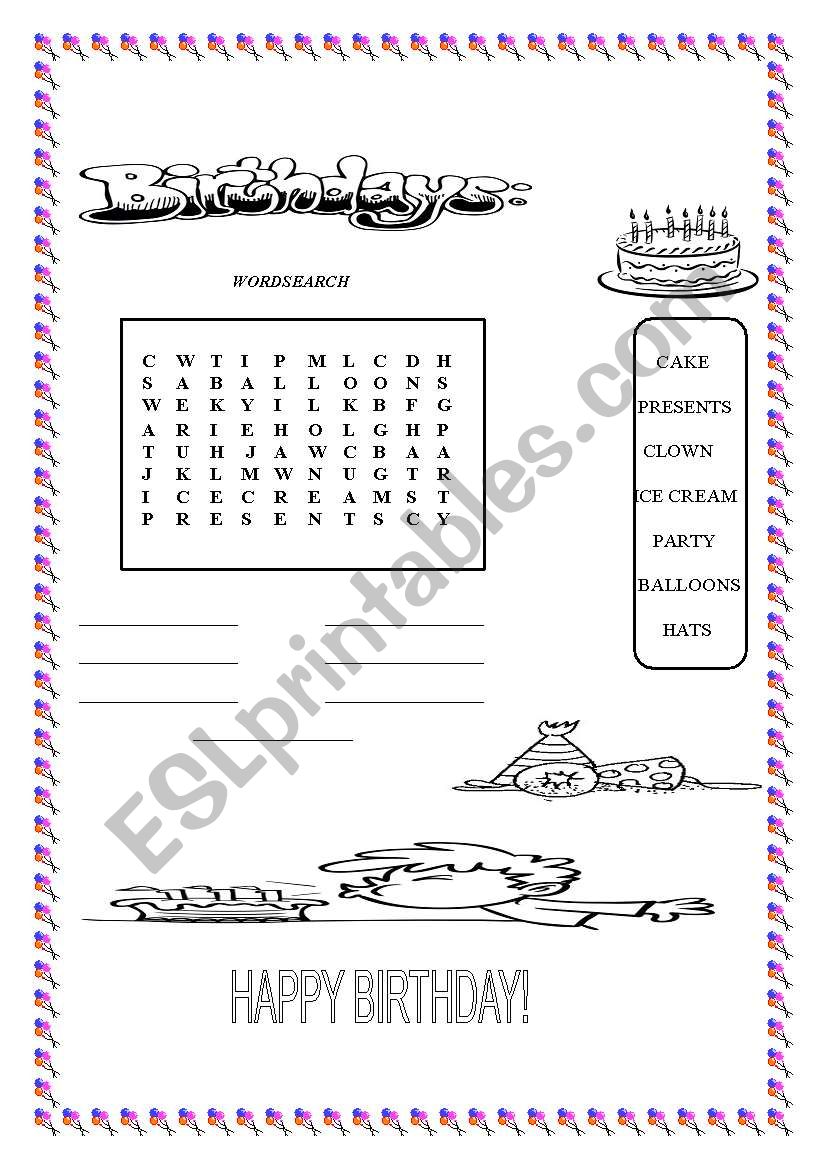 BIRTHDAYS worksheet