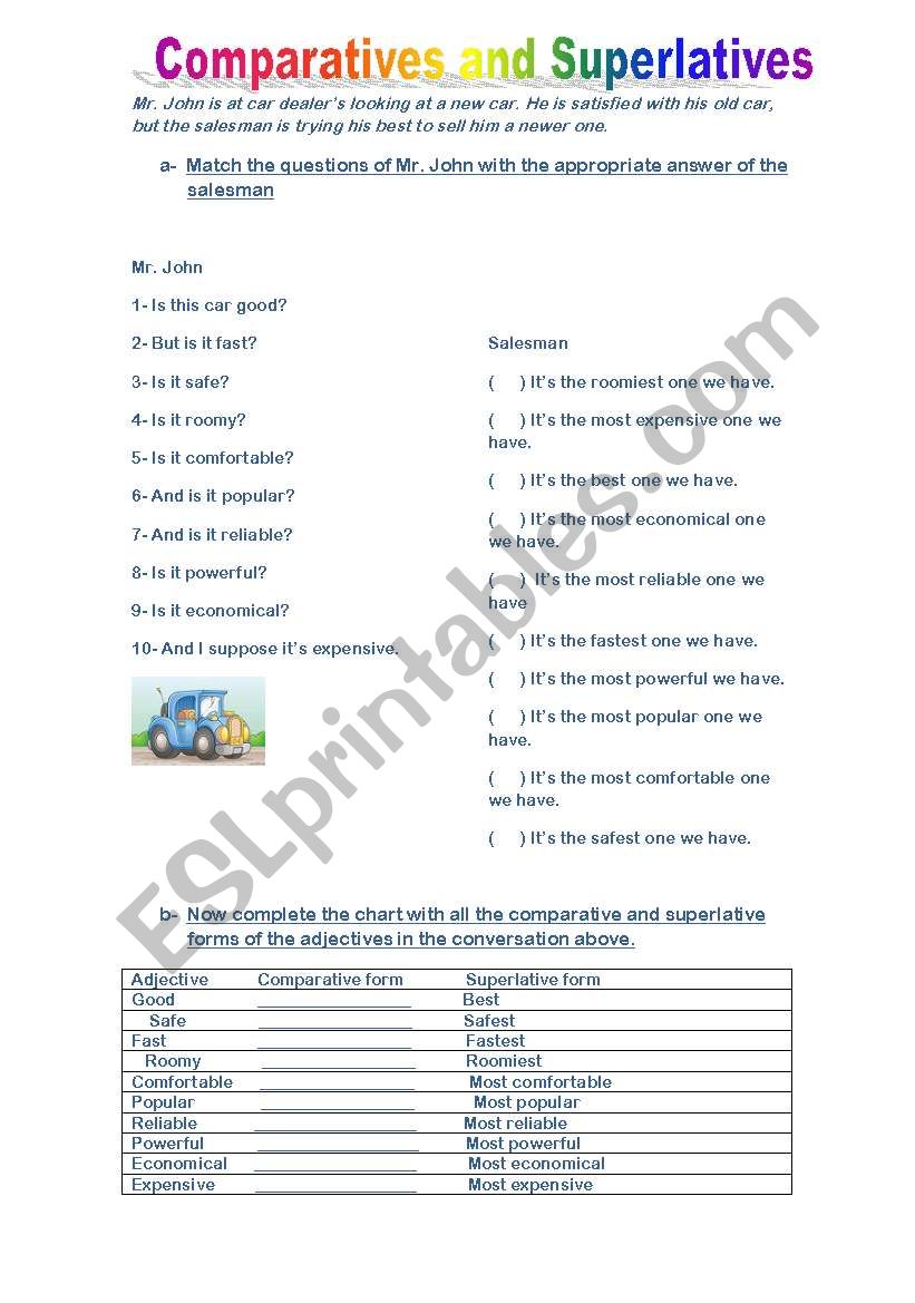 Comparatives and superlatives worksheet