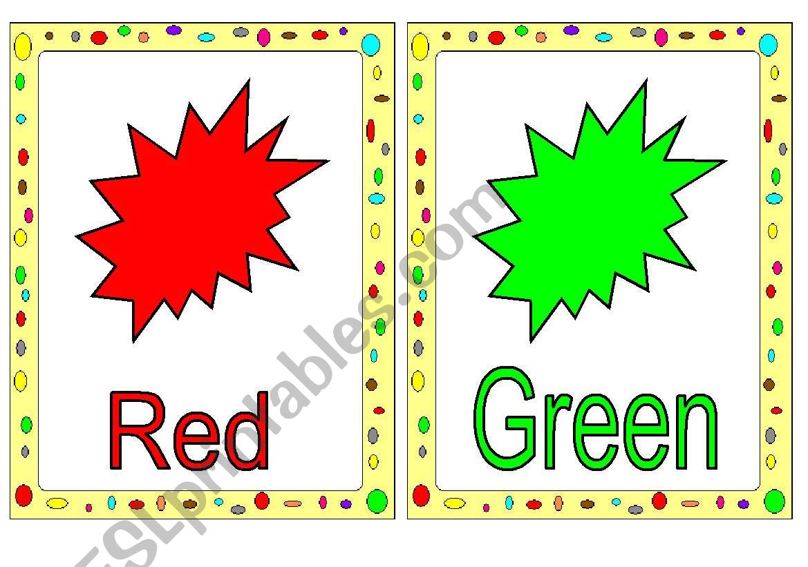 flashcards colours worksheet