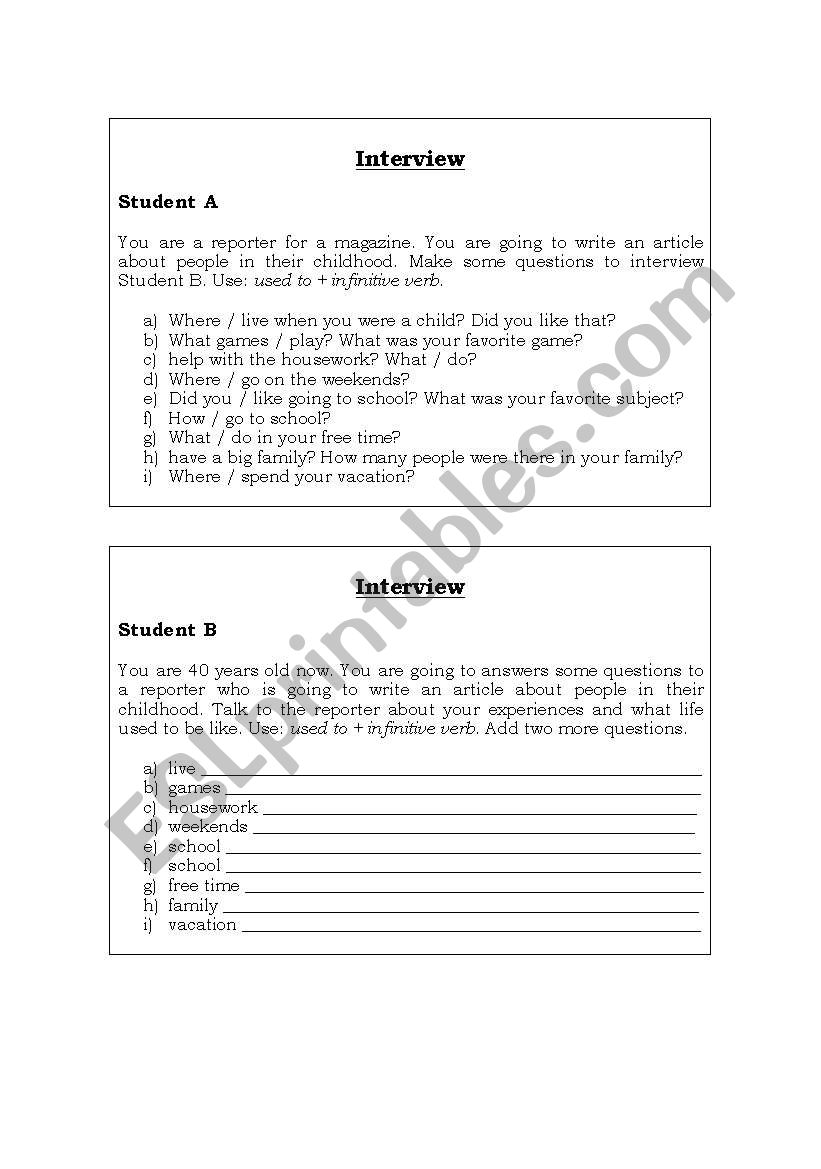 Used to worksheet