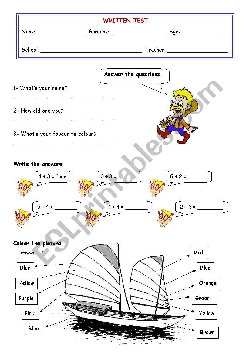 Numbers, Colours an Classroom worksheet