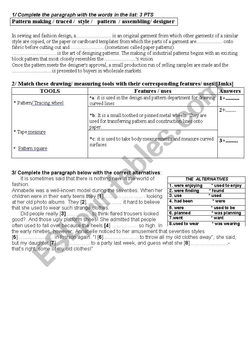 pattern making worksheet