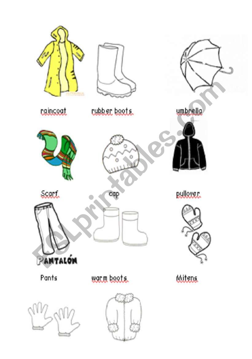 Winter and Autumn Clothes worksheet