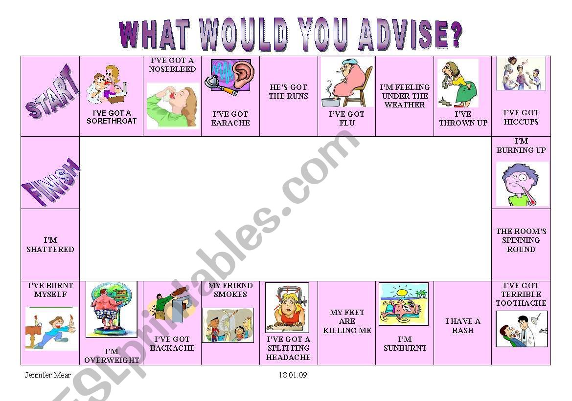 Giving Advice Boardgame worksheet