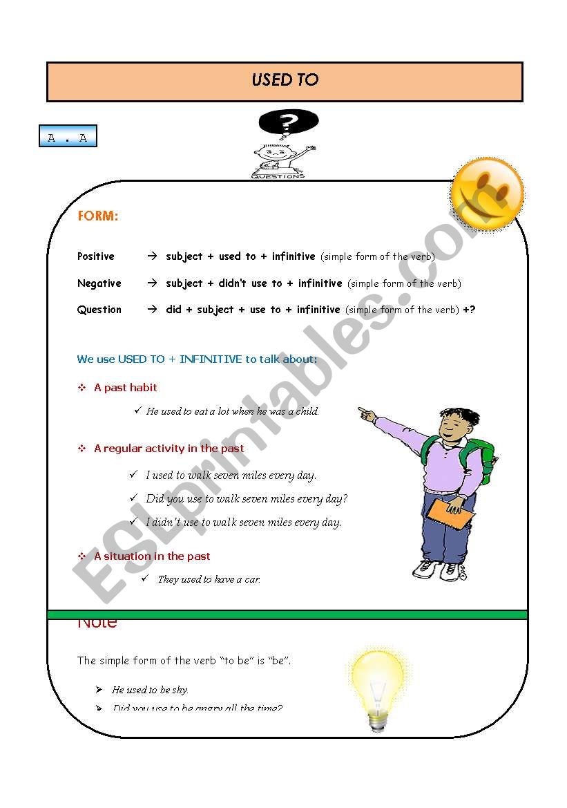 USED TO (1) worksheet
