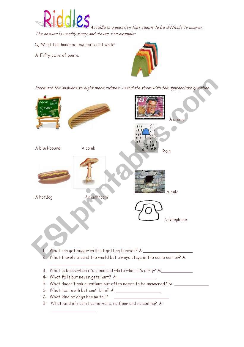 Riddles worksheet