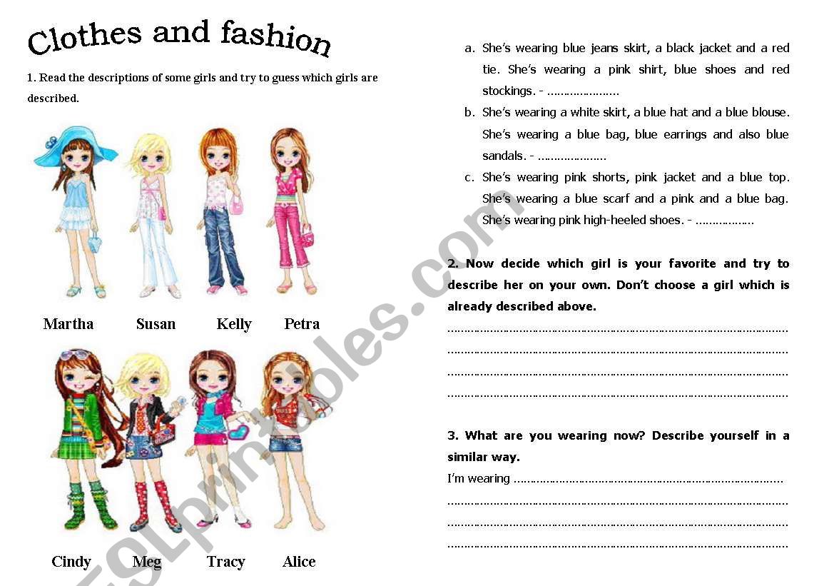 Clothes and fashion worksheet