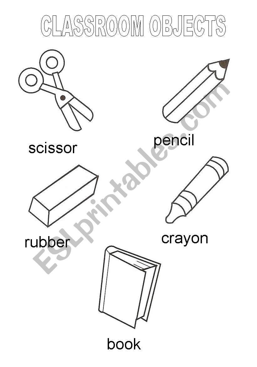 Classroom objects vocabulary worksheet