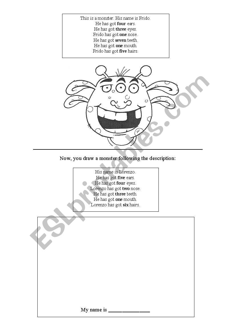 Draw a monster following the descriptions