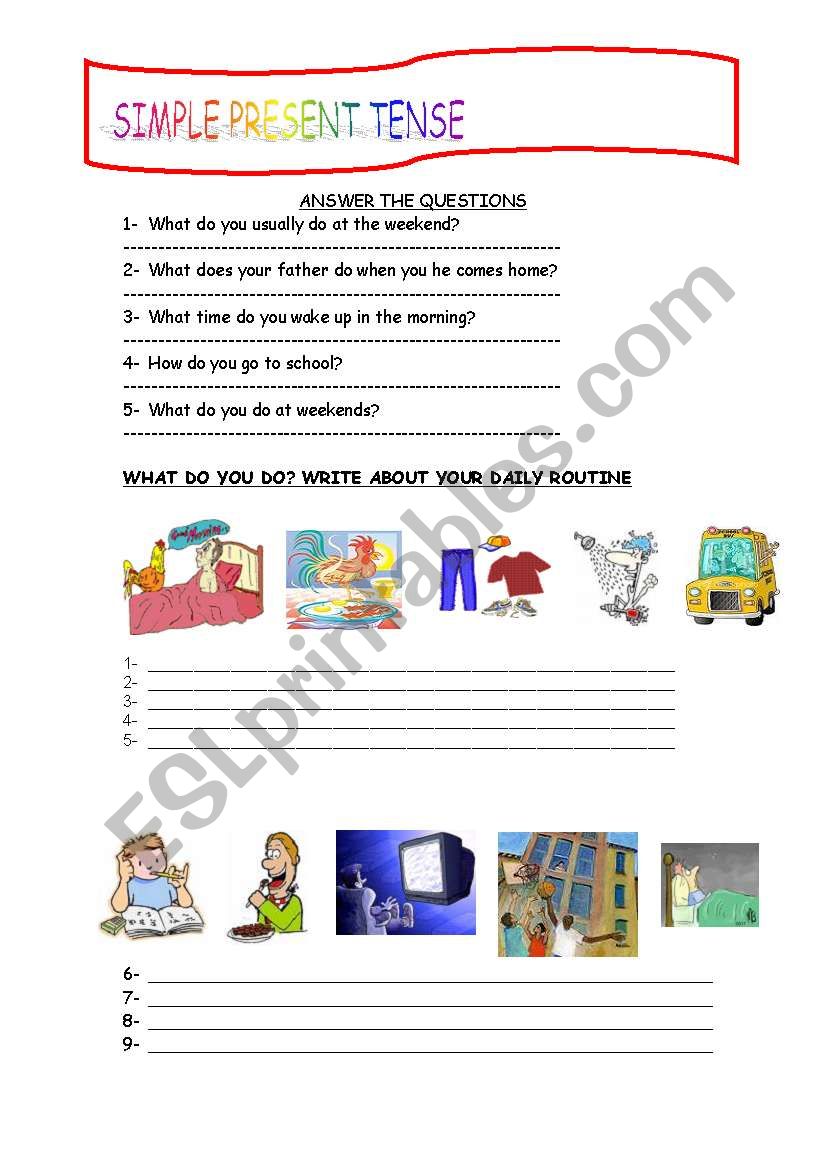 SIMPLE PRESENT TENSE worksheet