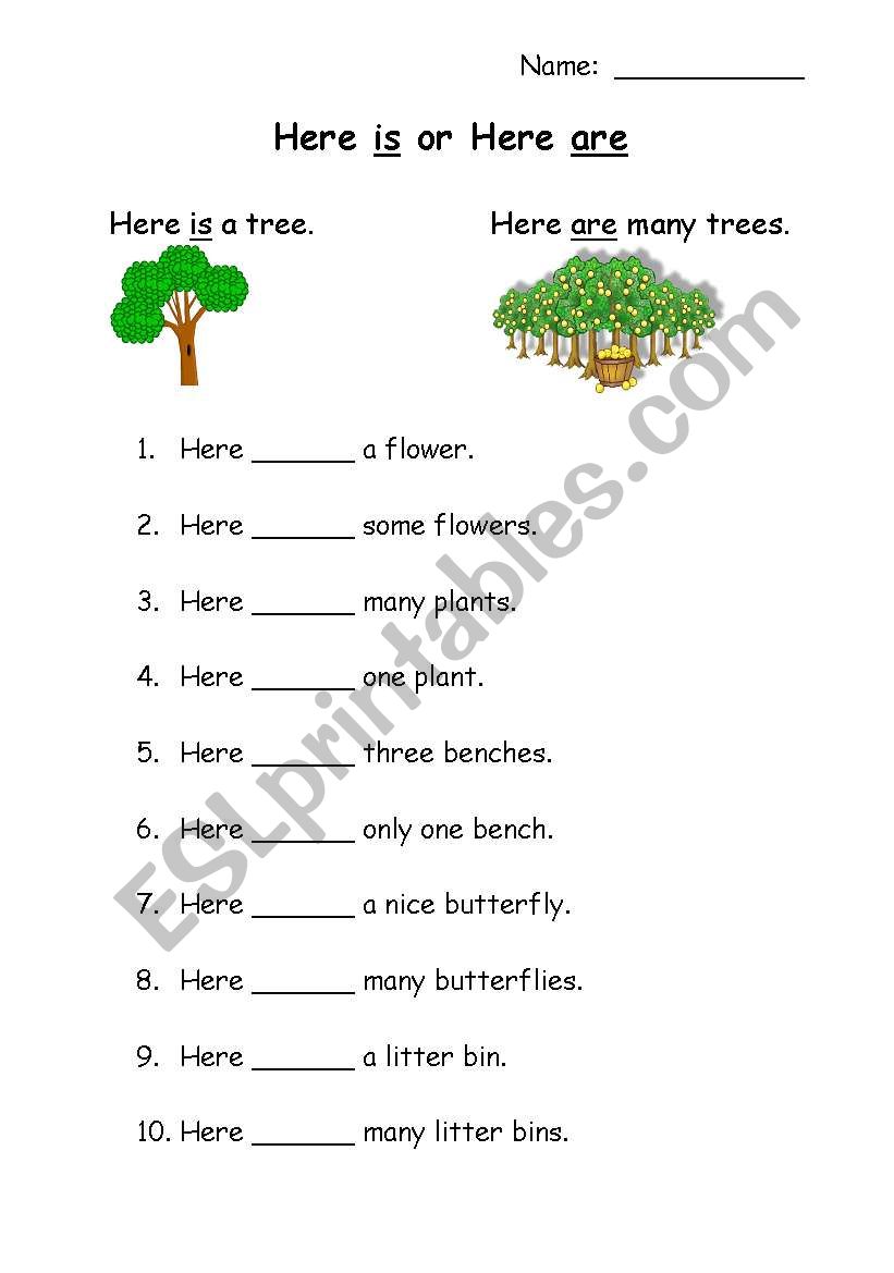here is or here are worksheet