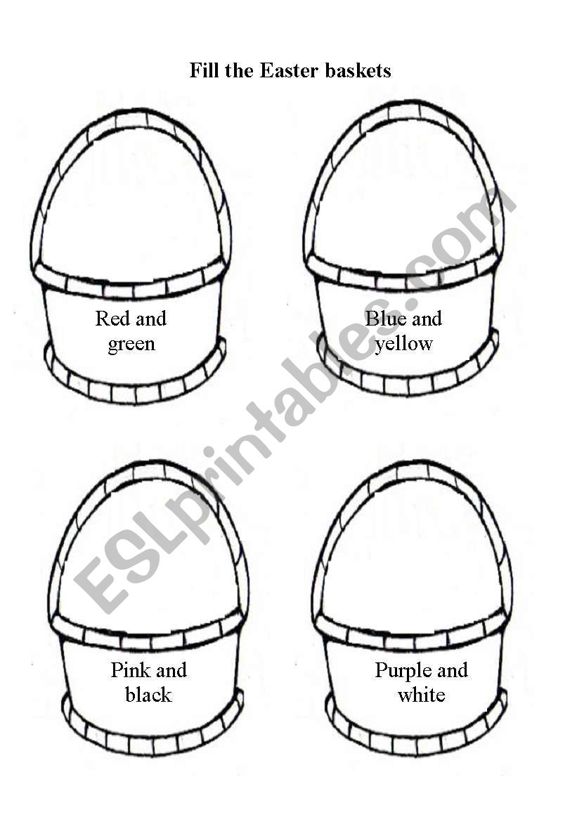 Fill the Easter baskets worksheet