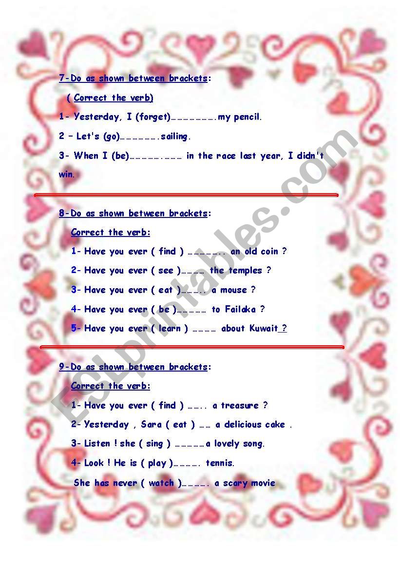 verbs worksheet