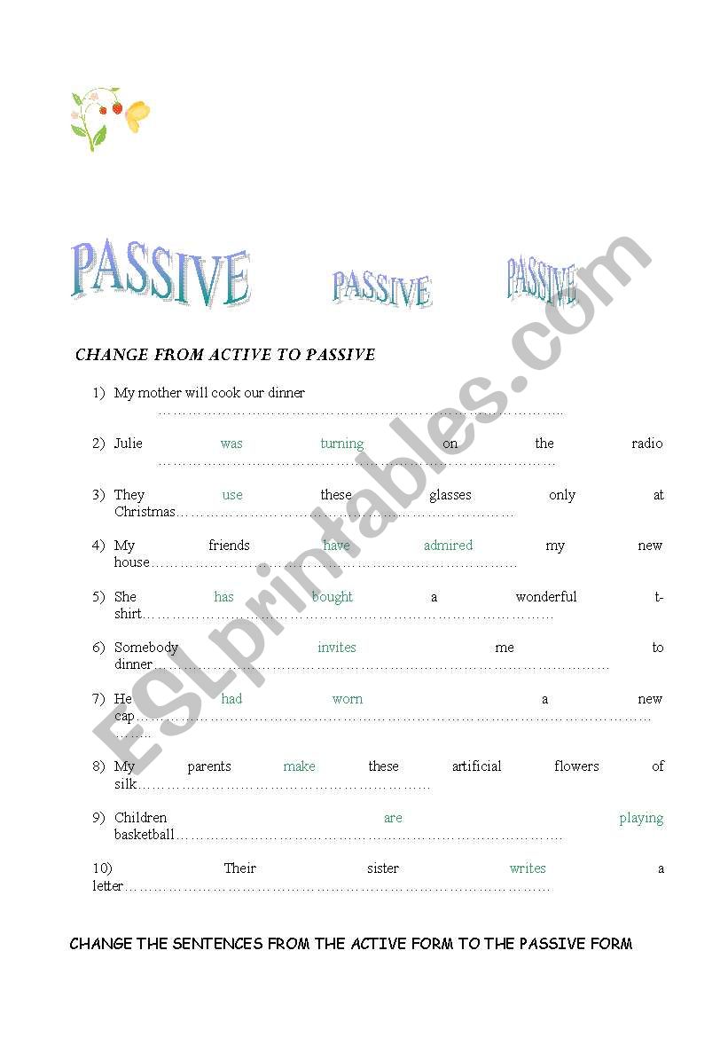 PASSIVE worksheet