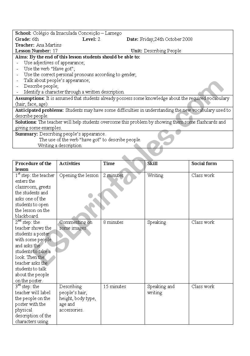 lesson plan worksheet