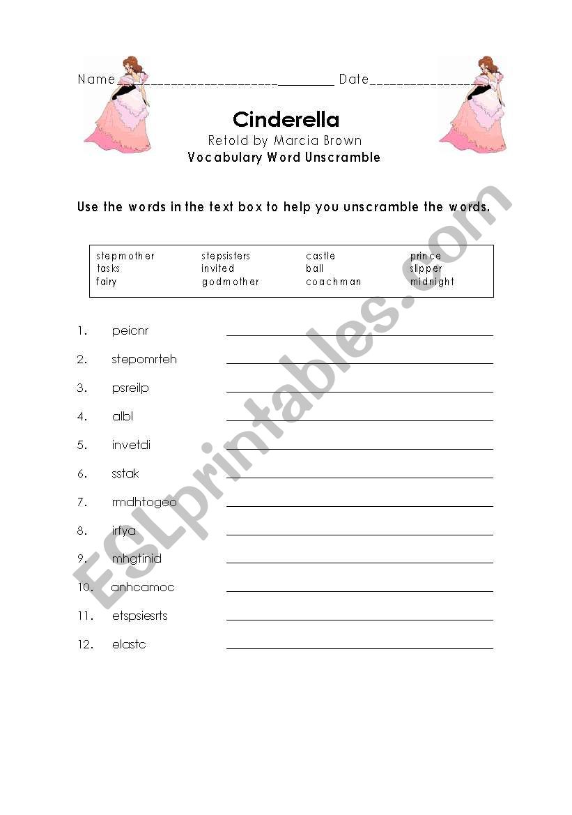 Vocabulary Word Unscramble worksheet