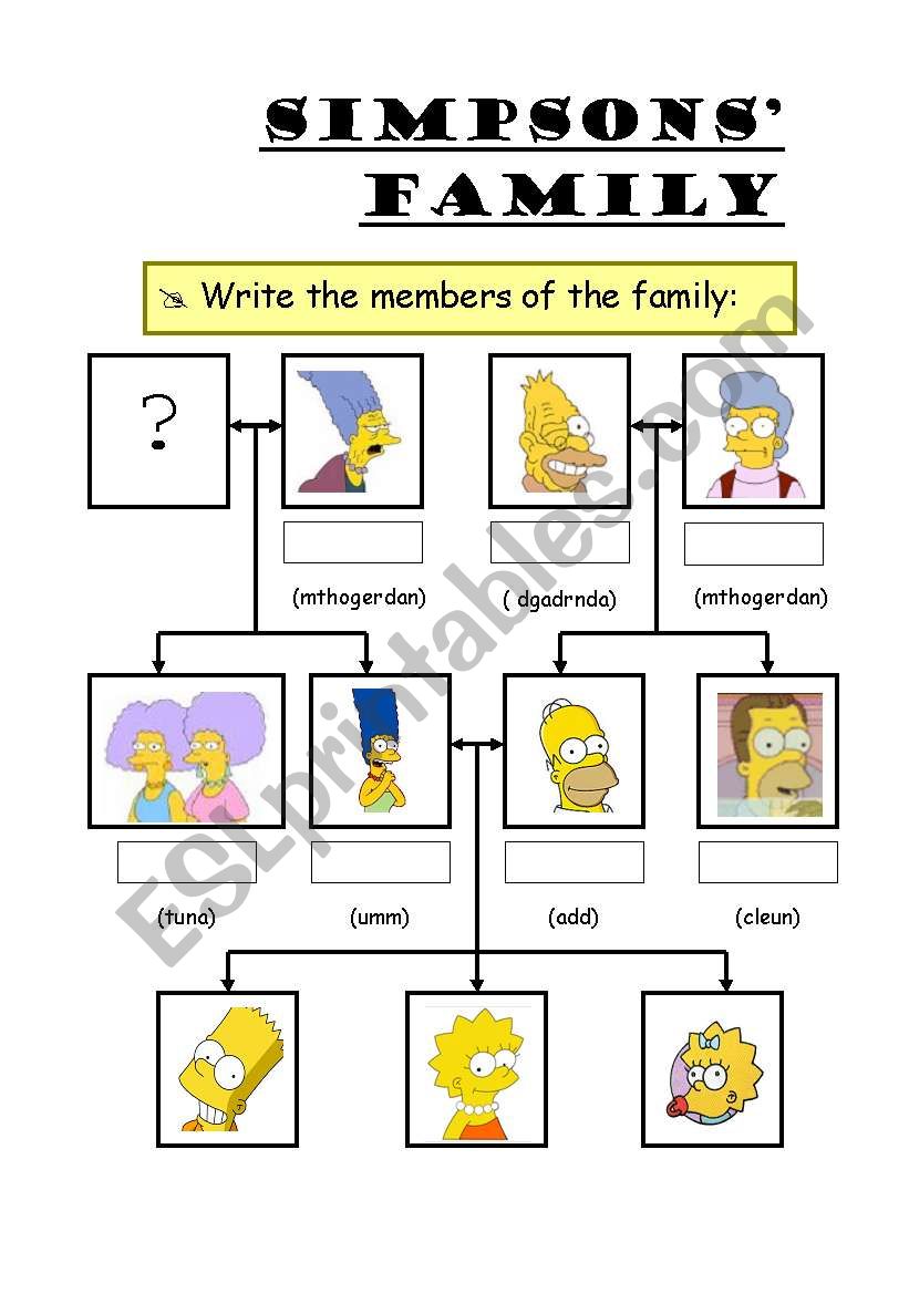 SIMPSONS FAMILY worksheet