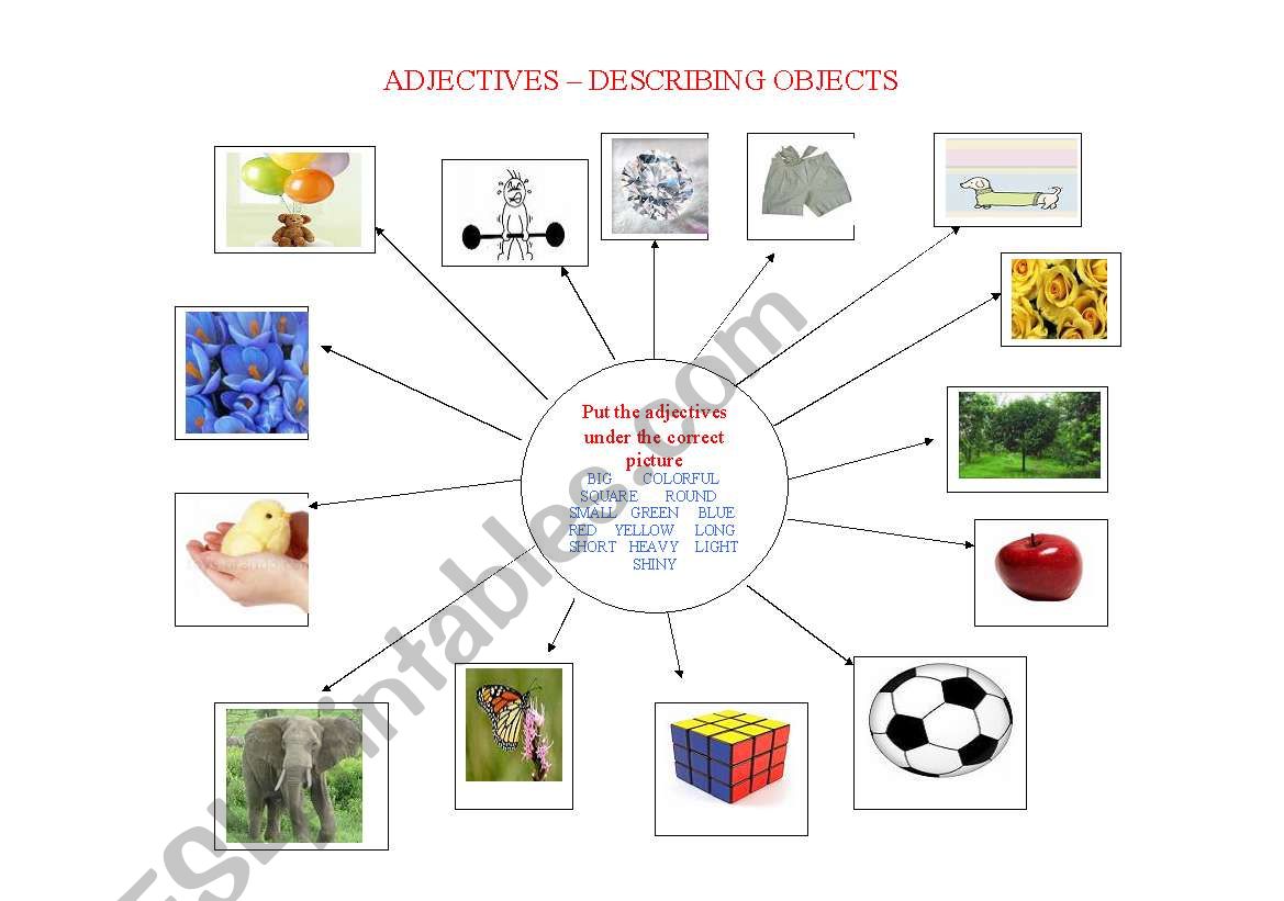 ADJECTIVES-DESCRIBING OBJECTS worksheet