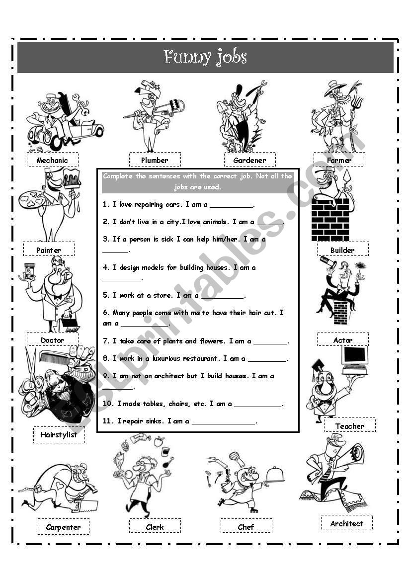 FUNNY JOBS! worksheet