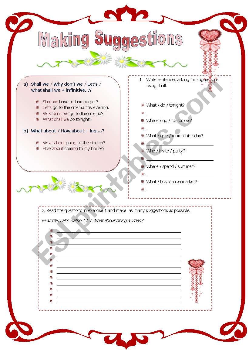 Making suggestions worksheet