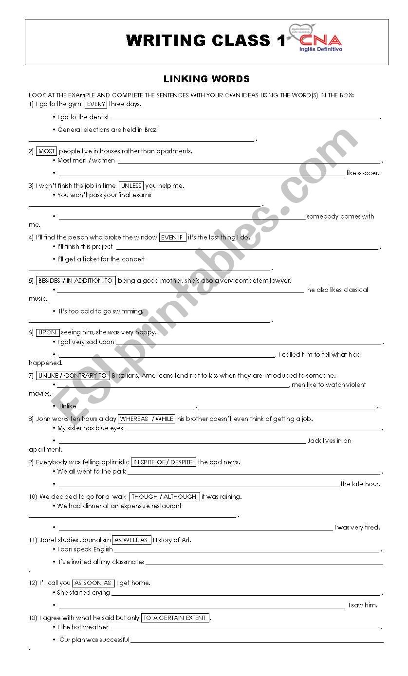 Linking Words and Idioms  worksheet
