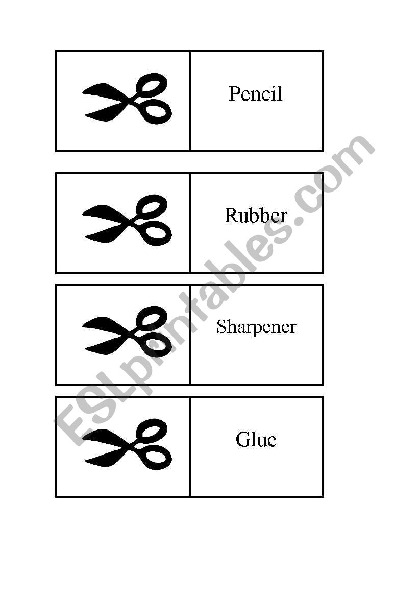 CLASSROOM OBJECTS DOMINO worksheet