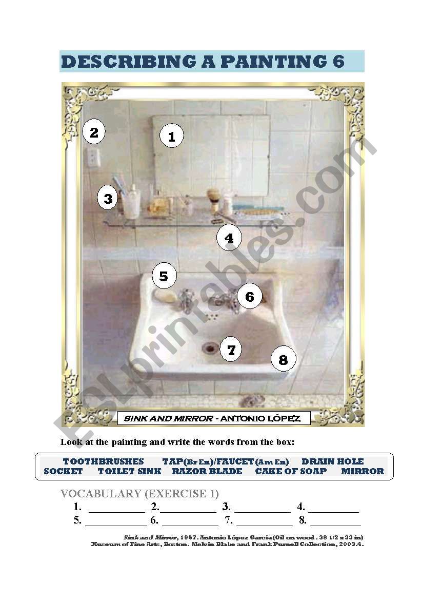 DESCRIBING A PAINTING 6 (ANTONIO LOPEZ) 2 PAGES: vocabulary exercise and writing a composition.