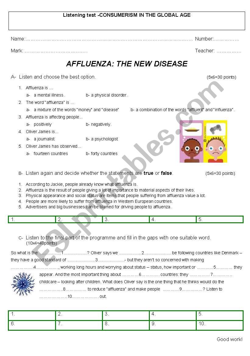 Affluenza - the 21st century new disease (keys and tapescript provided) 