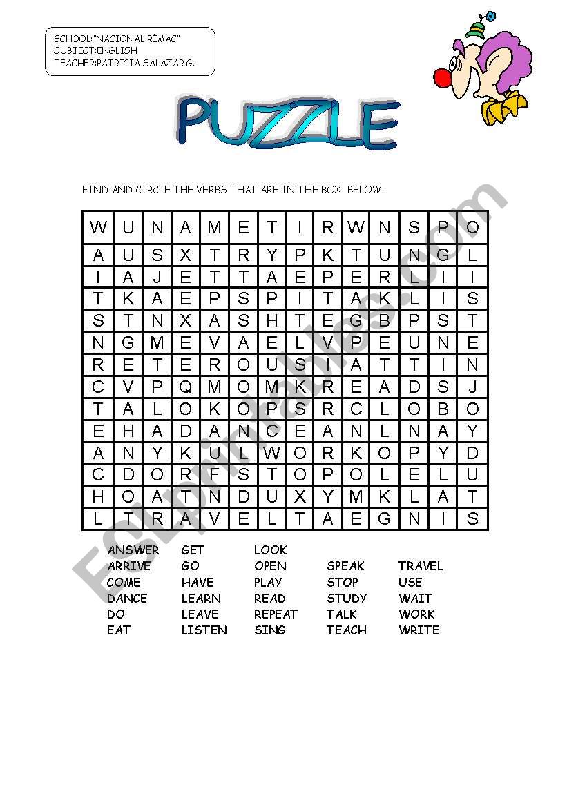 puzzle-verbs-esl-worksheet-by-patricia-elvira