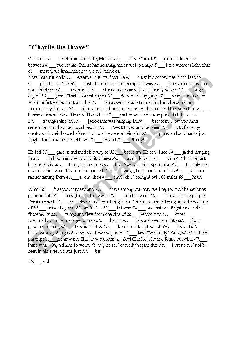 Charlie the Brave worksheet