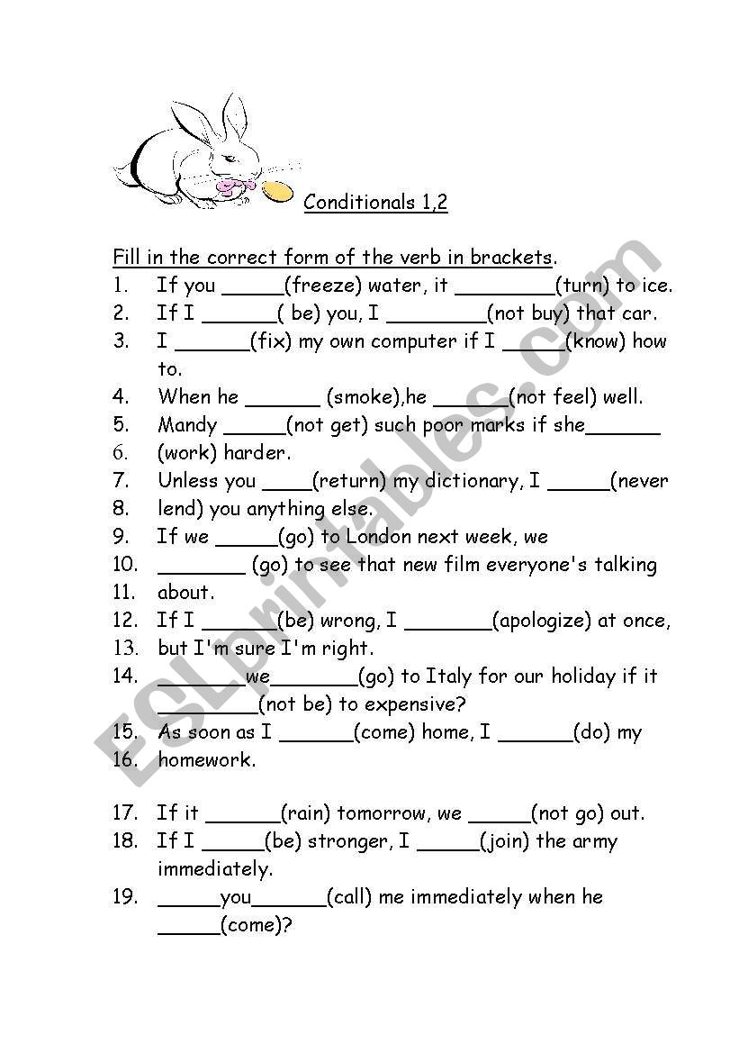 Conditional 1, 2  worksheet