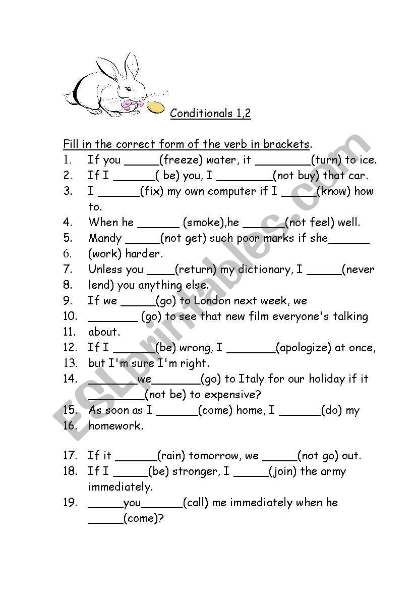 Conditional 1, 2  worksheet