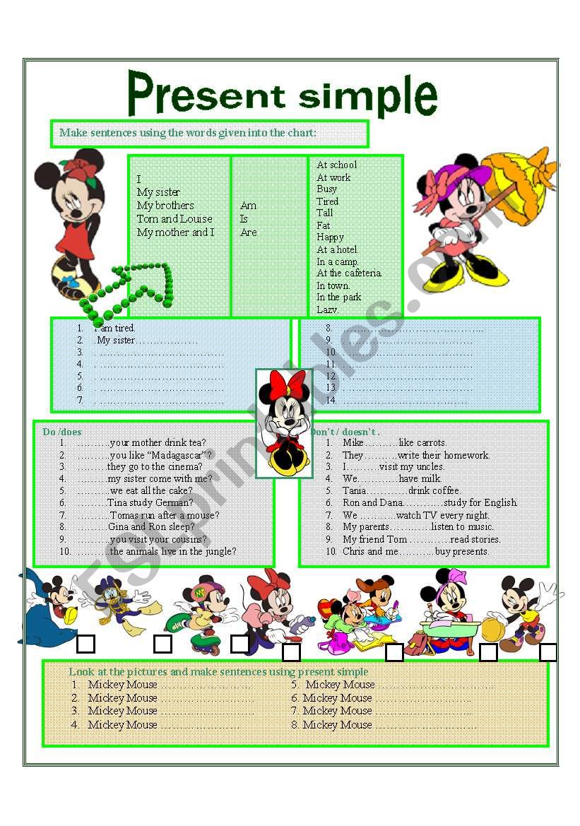 Present simple - revison  worksheet